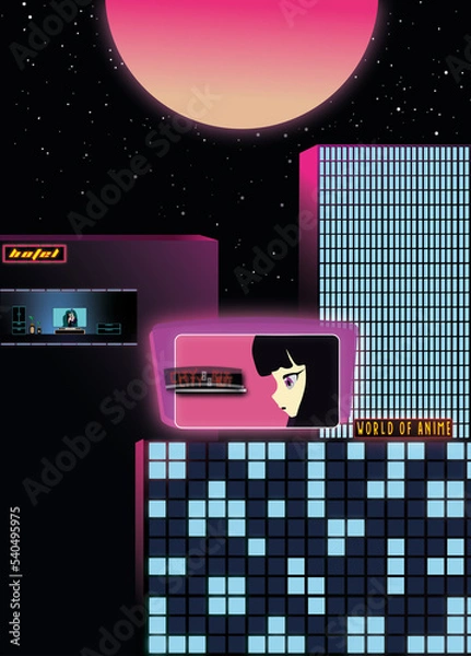 Obraz illustration city 8 bit