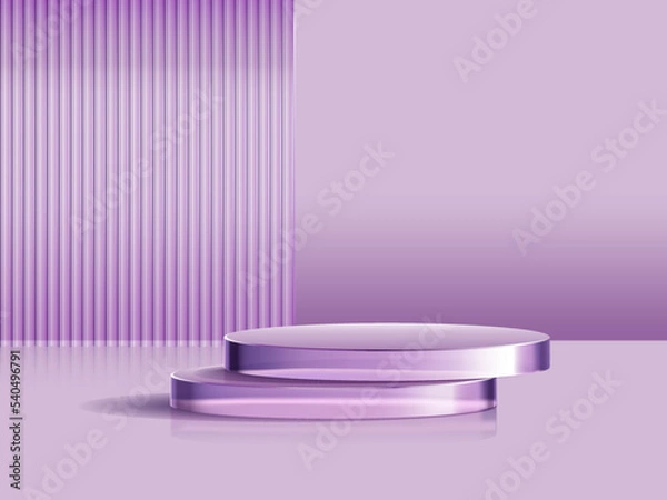Obraz Vector purple glass podium and backdrop with purple minimal scene. 3d Illustration