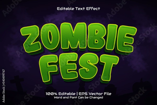 Fototapeta Zombie Fest Editable Text effect in Halloween Concept