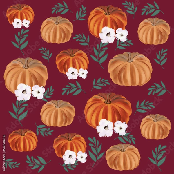 Fototapeta seamless pattern with pumpkins