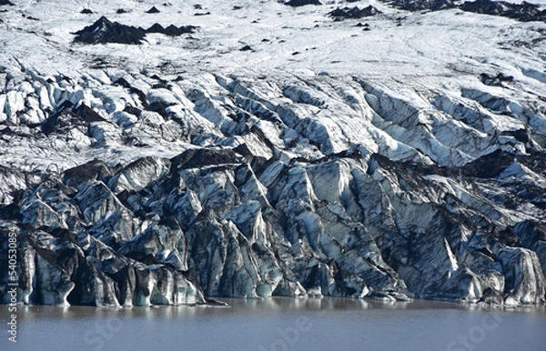 Fototapeta Ice lake, snow and Sólheimajökull glacier in Iceland