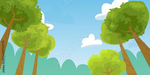 Fototapeta Vector illustration cartoon trees view from below