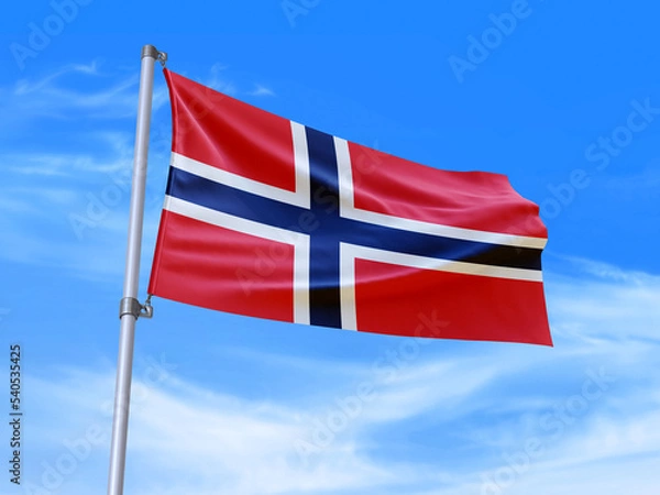 Fototapeta Norway flag waving in the wind