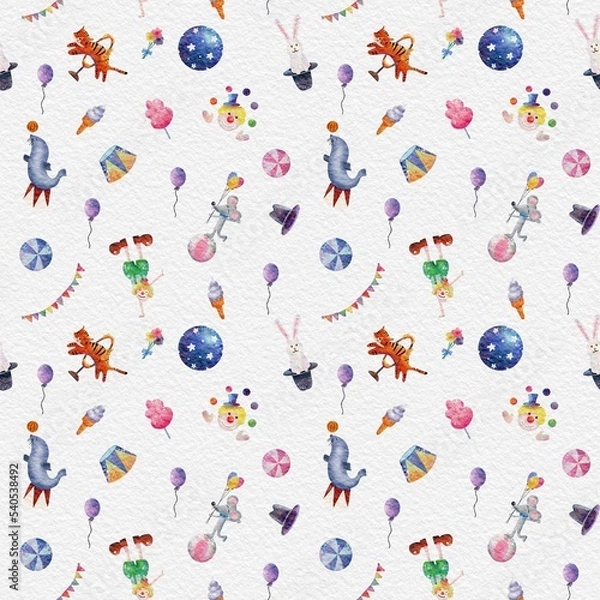 Obraz seamless pattern with kids and balloons
