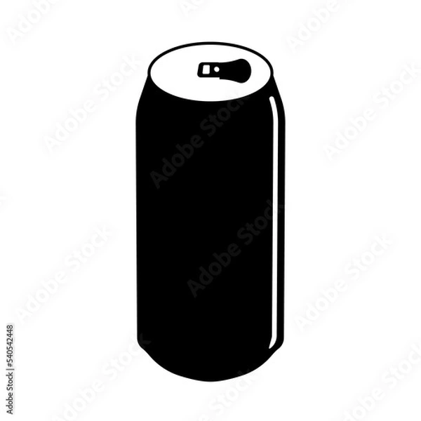 Fototapeta Icon, a can of a cooling drink, beer or water in black on a white background