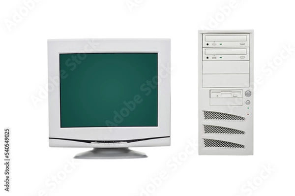 Fototapeta A old style computer desktop with monitor 