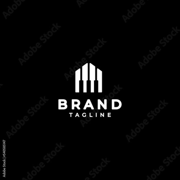 Obraz Simple Piano House Logo Design. House Icon Formed From Piano Keys Logo Design.