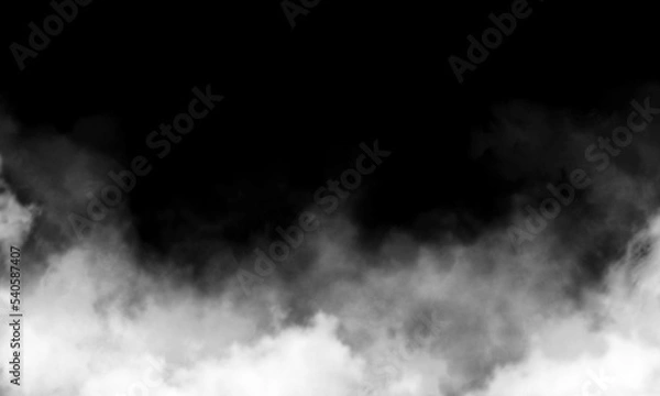 Fototapeta White cloud isolated on black background