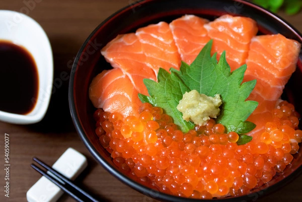 Obraz サーモンとイクラの海鮮丼