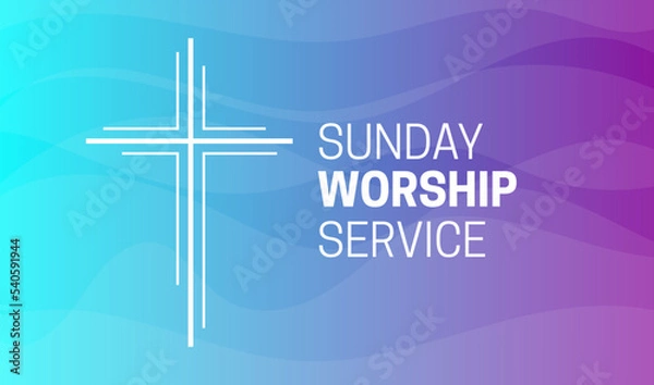 Fototapeta Sunday Worship Service Background Illustration with Christian Cross