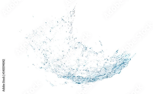Obraz 3d clear blue water scattered around, water splash transparent isolated. 3d render illustration