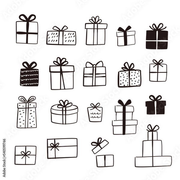 Obraz Vector hand drawn gift box illustration set