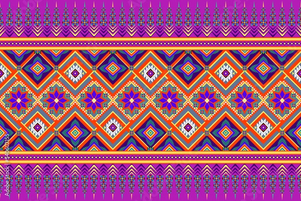 Obraz Aztec geometric art, Ethnic vector abstract background. Seamless pattern in tribal, folk embroidery, African style, ornament print, Design for carpet, wallpaper, clothing, wrapping, fabric,textile