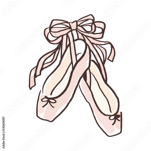 Obraz かわいい手描きのトウシューズイラスト