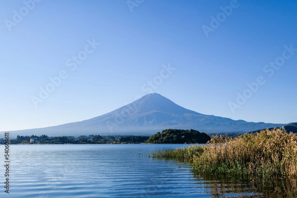 Fototapeta 早朝の山梨県河口湖と富士山