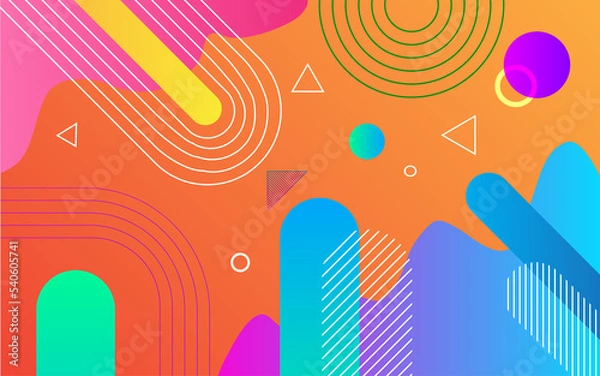 Obraz Abstract flat orange background with memphis