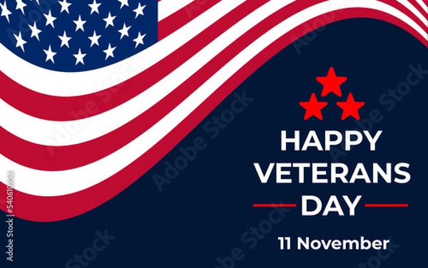 Obraz Veteran's day Background. Honoring all who served. Veteran's day illustration with american flag and Soldiers. Veteran's day poster and modern Design.