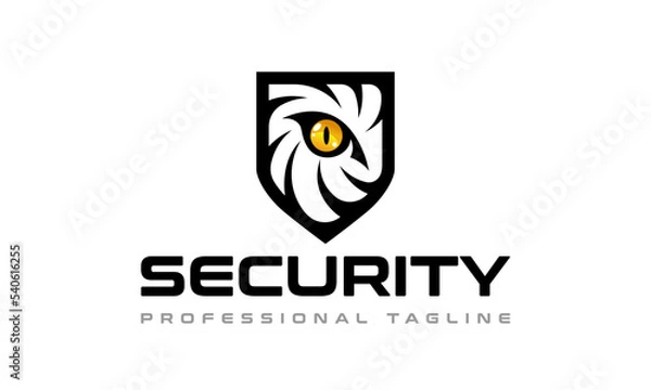 Fototapeta Lion Eye Shield Security Logo Design Vector Icon Symbol Illustrations. multifunctional logo that can be used in many business companies and services. It is ready to print.