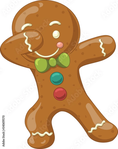 Obraz Cartoon dabbing gingerbread man cookie