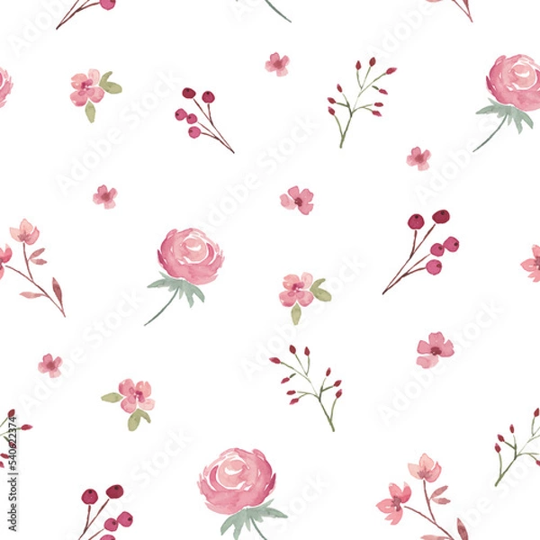 Obraz Seamless pattern with pink flowers
