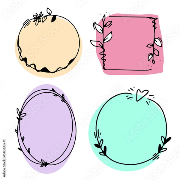 Fototapeta Hand drawn circle line sketch set. Vector circular scribble doodle round circles for message note mark design element. Pencil or pen graffiti bubble or ball draft illustration