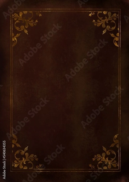 Obraz アンティークな本の表紙　背景イラスト素材