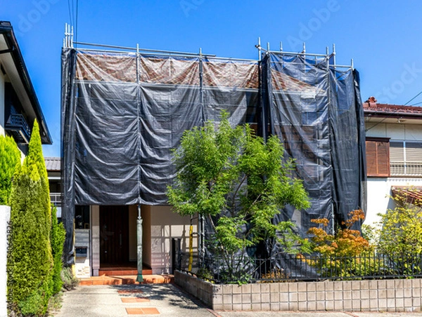 Fototapeta 一戸建て住宅の外壁塗装工事現場