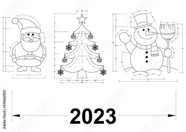 Obraz New Year Symbols - Blueprint
