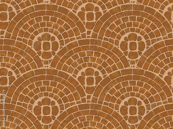 Fototapeta Background image seamless brown round fan tile shape