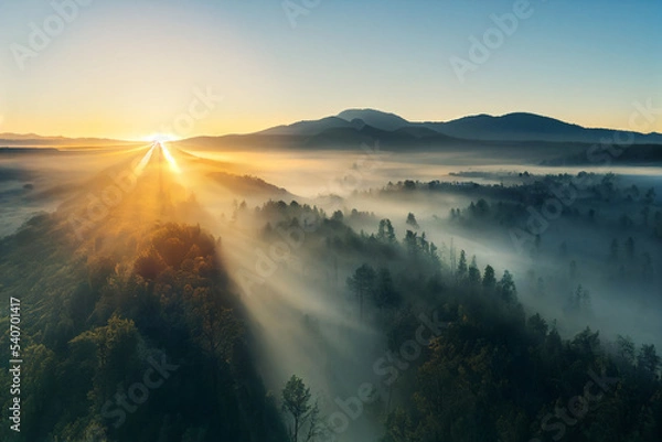 Fototapeta sunrise in the mountains