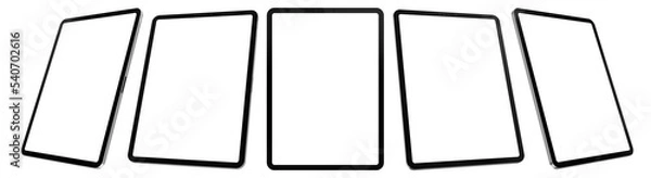 Fototapeta Tablet mockup similar to ipad isolated with transparent screen png in different viewing angles
