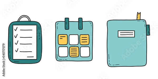 Obraz Doodle business and management icons bundle vector isolated