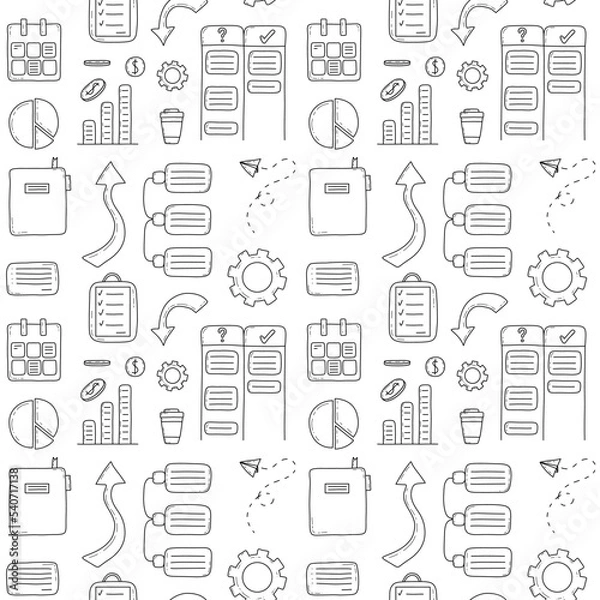 Obraz Doodle business and management vector seamless pattern