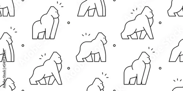 Fototapeta Seamless pattern with Gorillas. isolated on white background