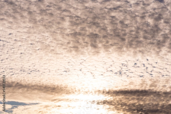 Fototapeta Sky. Blue sky with clouds. White, soft clouds, ripples in the sky