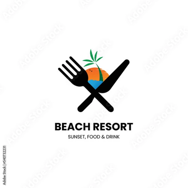 Fototapeta Beach resort logo design template