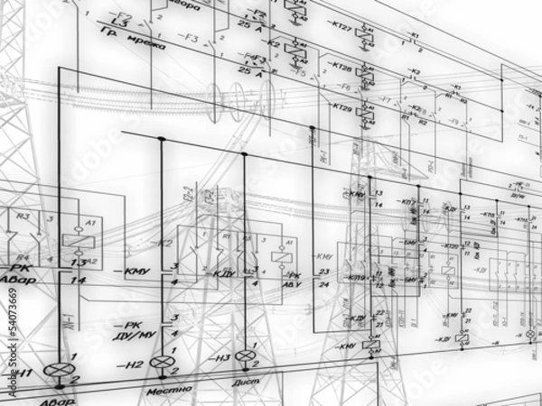 Obraz Engineering scheme of connection of  automation equipmen