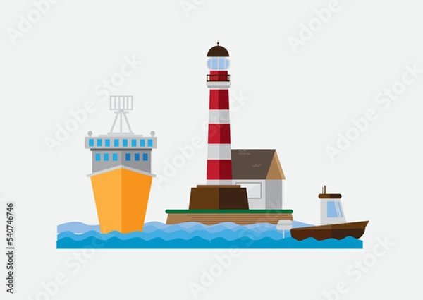 Obraz lighthouse and ship