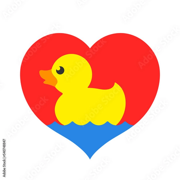 Fototapeta Yellow rubber duck toy swimming in water - vector