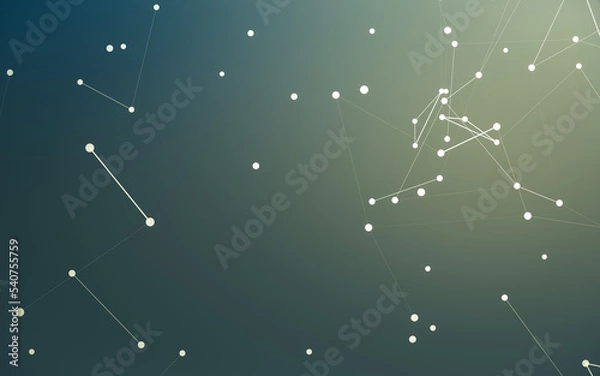 Fototapeta Abstract background. Molecules technology with polygonal shapes, connecting dots and lines. Connection structure. Big data visualization.