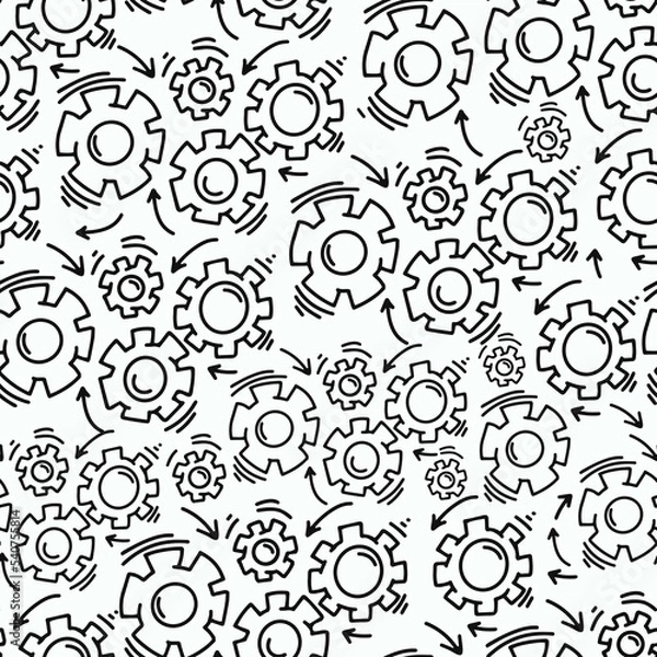 Fototapeta Gears seamless pattern. Vector background. Vector seamless pattern for children, fabrics, clothes, wallpaper, nursery. Hand drawing,