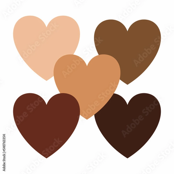 Fototapeta Hearts with a different shade of skin color - stop racism.