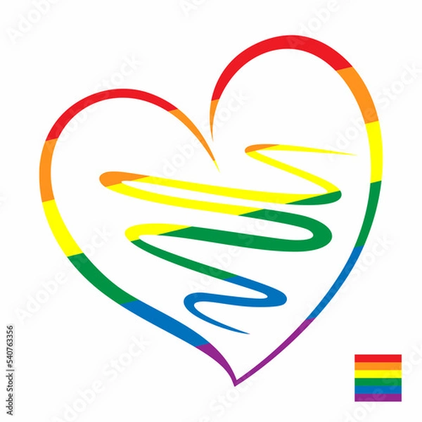 Fototapeta A heart drawn with a pen in rainbow colors is an LGBT symbol.