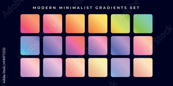 Fototapeta Modern gradient set for background, gradient wallpaper for ui/ux, vibrant gradient collection for covers, wallpapers, advertising, gradient graphic template
