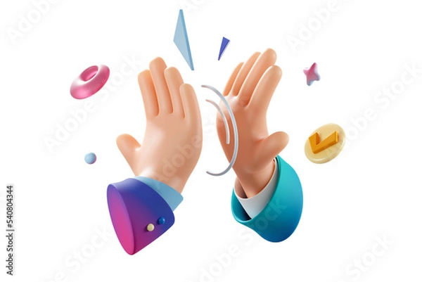 Fototapeta High five 3d rendered illustration
