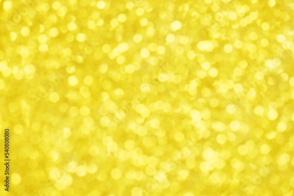 Fototapeta Golden bokeh background for christmas, defocused round lights and sunbeams, flare overlay
