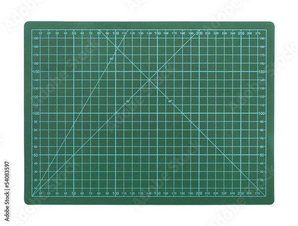 Fototapeta green cutting mat on a white background