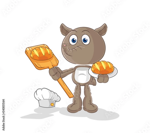 Obraz tapir baker with bread. cartoon mascot vector