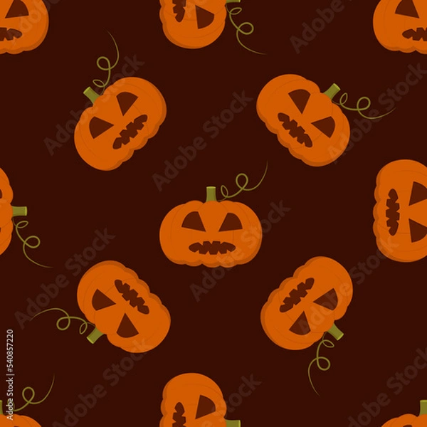 Fototapeta seamless pattern of large pumpkins on a dark background can be used for wrapping paper