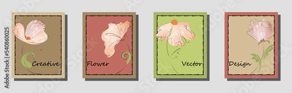 Obraz Set of creative universal artistic watercolor flower templates. For poster, invitation, flyer,banner, brochures, email header, notebooks, planners, books, catalogs, cards etc.